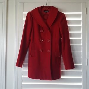 Women's Guess Red Pea Coat